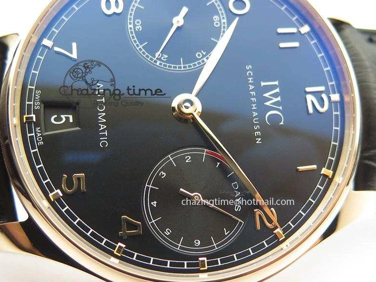 MIROTIME 0715 Portuguese Real PR RG IW5007 ZF 1:1 Best Edition Black Dial On Black Leather Strap A52010 V FreshLook 7304